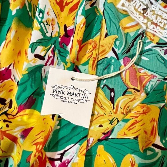 NWT Pink Martini Multicolor Floral V-neck Puff Sleeved Midi Dress - Picture 11 of 12